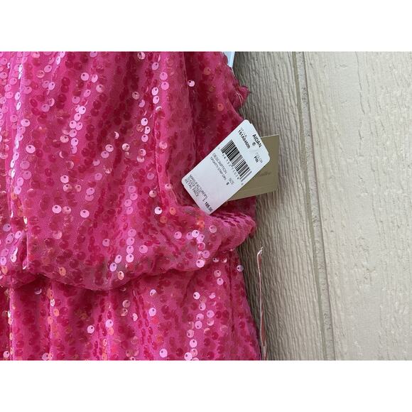 NWT $165 Aidan Mattox Pink Sequins Women Dress Size 8M Glamorous Luxury Barbie - Picture 4 of 15